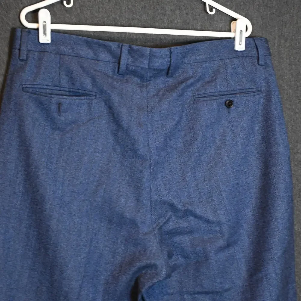 Paul Fredrick Men's 37 (36x29 actual) 100% Wool Classic Fit Pleated Trousers